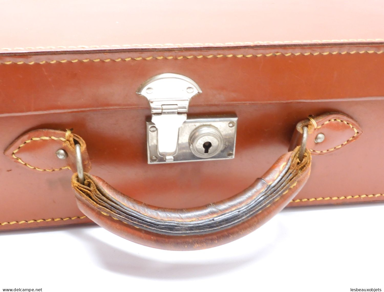 -SUPERBE GROSSE MALLETTE De VOYAGE CUIR BRUN VINTAGE NECESSAIRE TOILETTE   E - Lederwaren