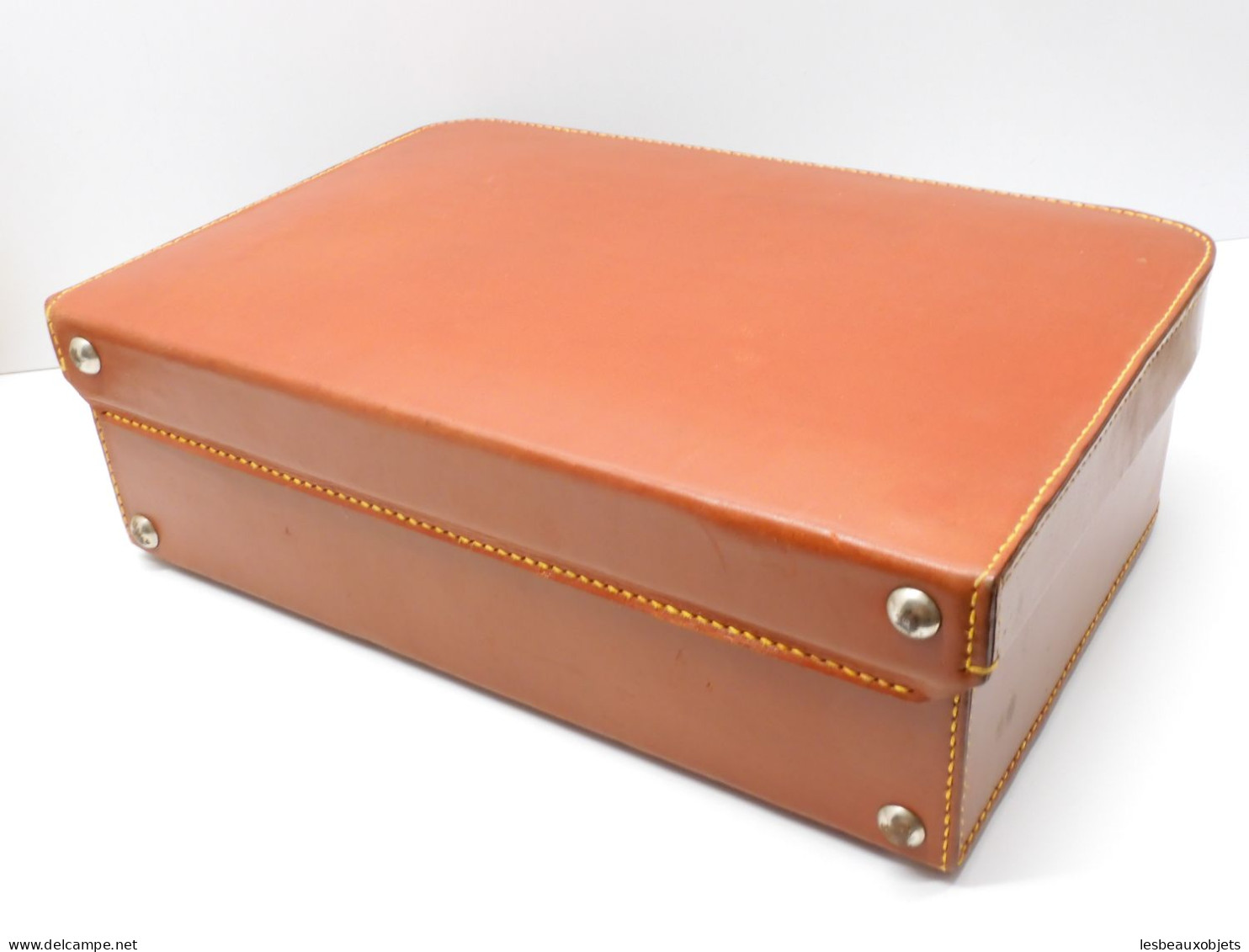 -SUPERBE GROSSE MALLETTE De VOYAGE CUIR BRUN VINTAGE NECESSAIRE TOILETTE   E - Leather Goods 