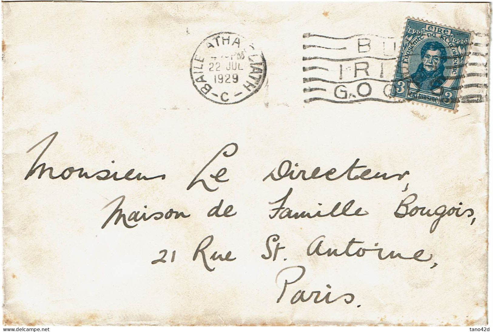 CTN85B- IRLANDE LETTRE DU 22/7/1929 - Storia Postale