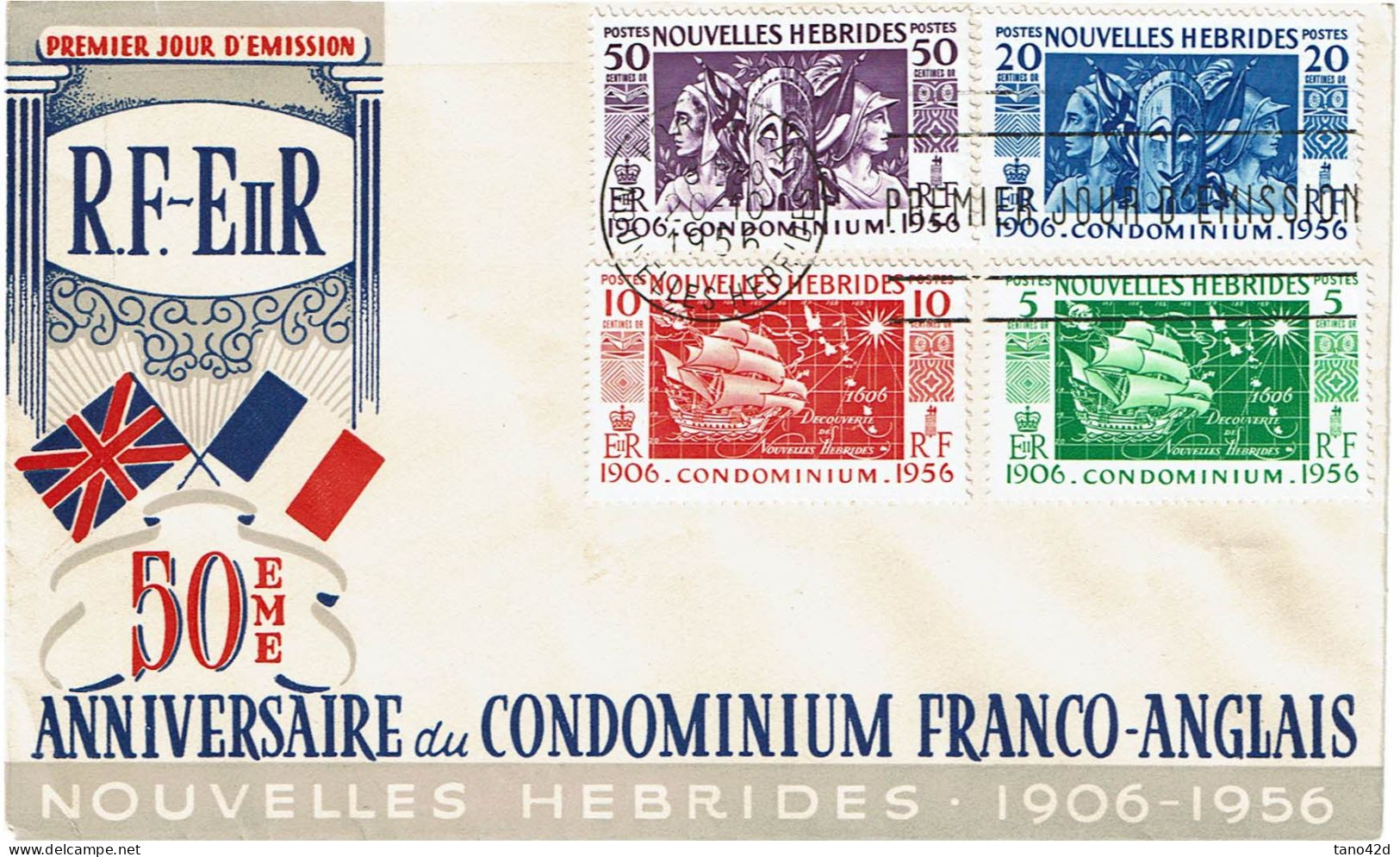 CTN85B- NOUVELLES HEBRIDES FDC 20/10/1956 - FDC