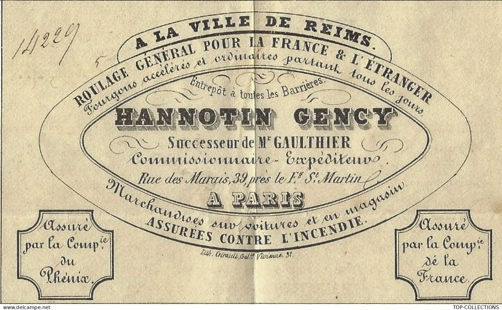 1849 CAPSULES Pour Bouteilles De Champagne LETTRE  VOITURE ROULAGE TRANSPORT Hannotin Reims > Piper Maison De CHAMPAGNE - 1800 – 1899