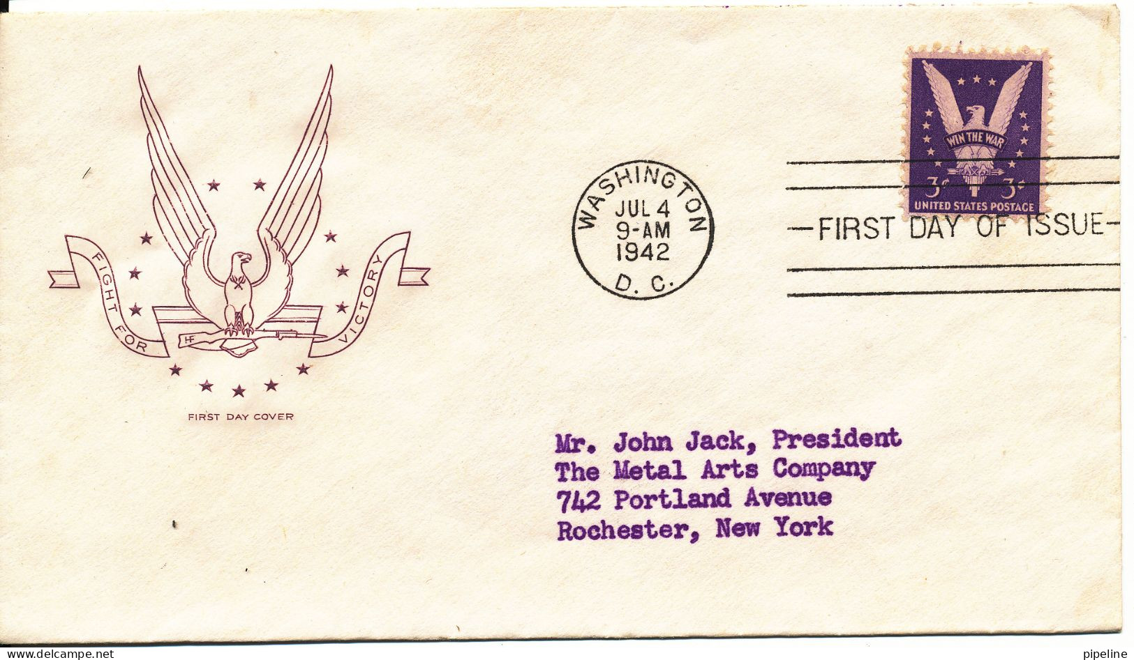 USA  FDC Fight For Victory 4-7-1942  With Cachet - 1941-1950