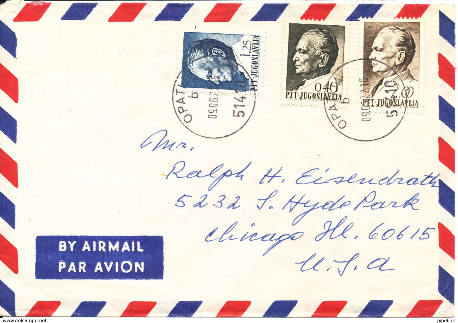 Yugoslavia Air Mail Cover Sent To USA Opatia 9-6-1972 - Airmail