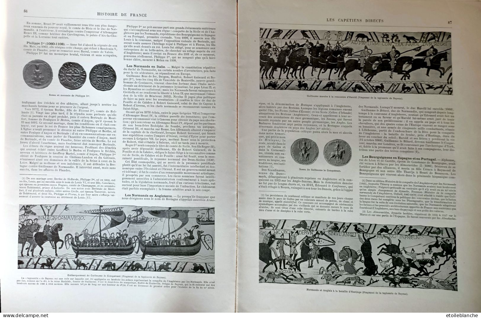 Histoire De France, Fascicules 7-8-9 - Capétiens Guillaume Le Conquerant, Bouvines, St Louis - Librairie Larousse Paris - Encyclopaedia