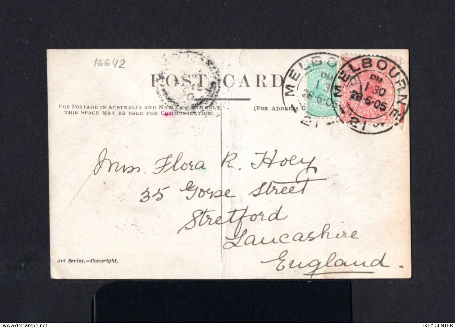 16642-AUSTRALIA-VICTORIA.OLD POSTCARD MELBOURNE To LANCASHIRE (england).1905.Carte Postale AUSTRALIE - Storia Postale