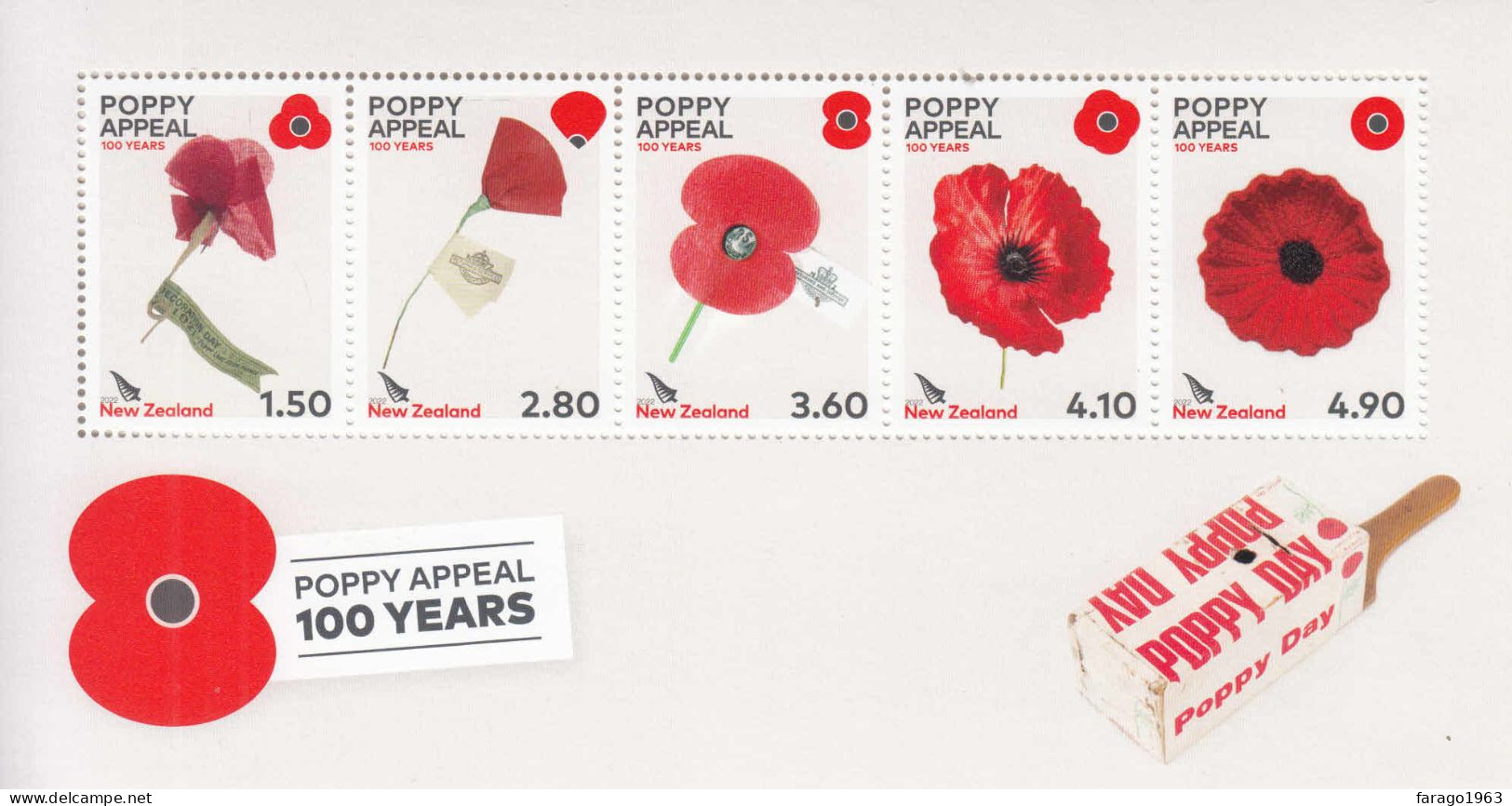 2022 New Zealand Poppy Appeal Souvenir Sheet MNH @ BELOW FACE VALUE - Nuevos