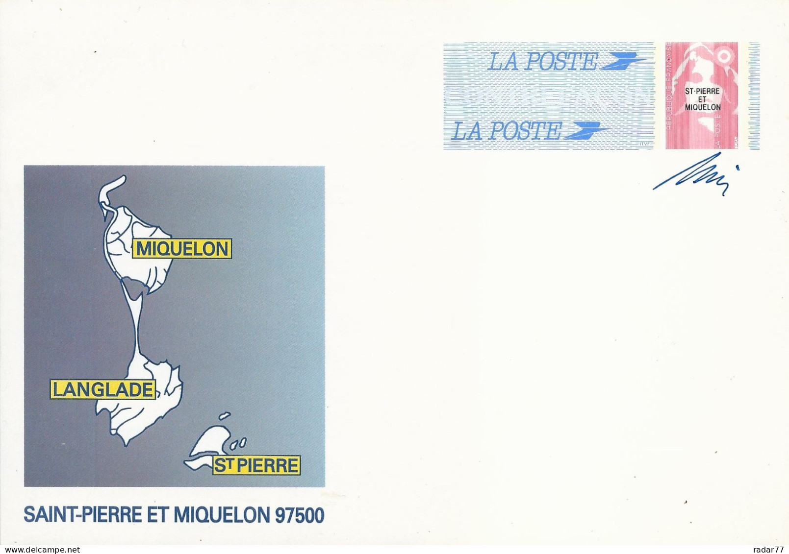 Saint-Pierre Et Miquelon Entier PAP N°31-E Marianne Du Bicentenaire Surchargée Neuf** + Autographe Briat - Interi Postali
