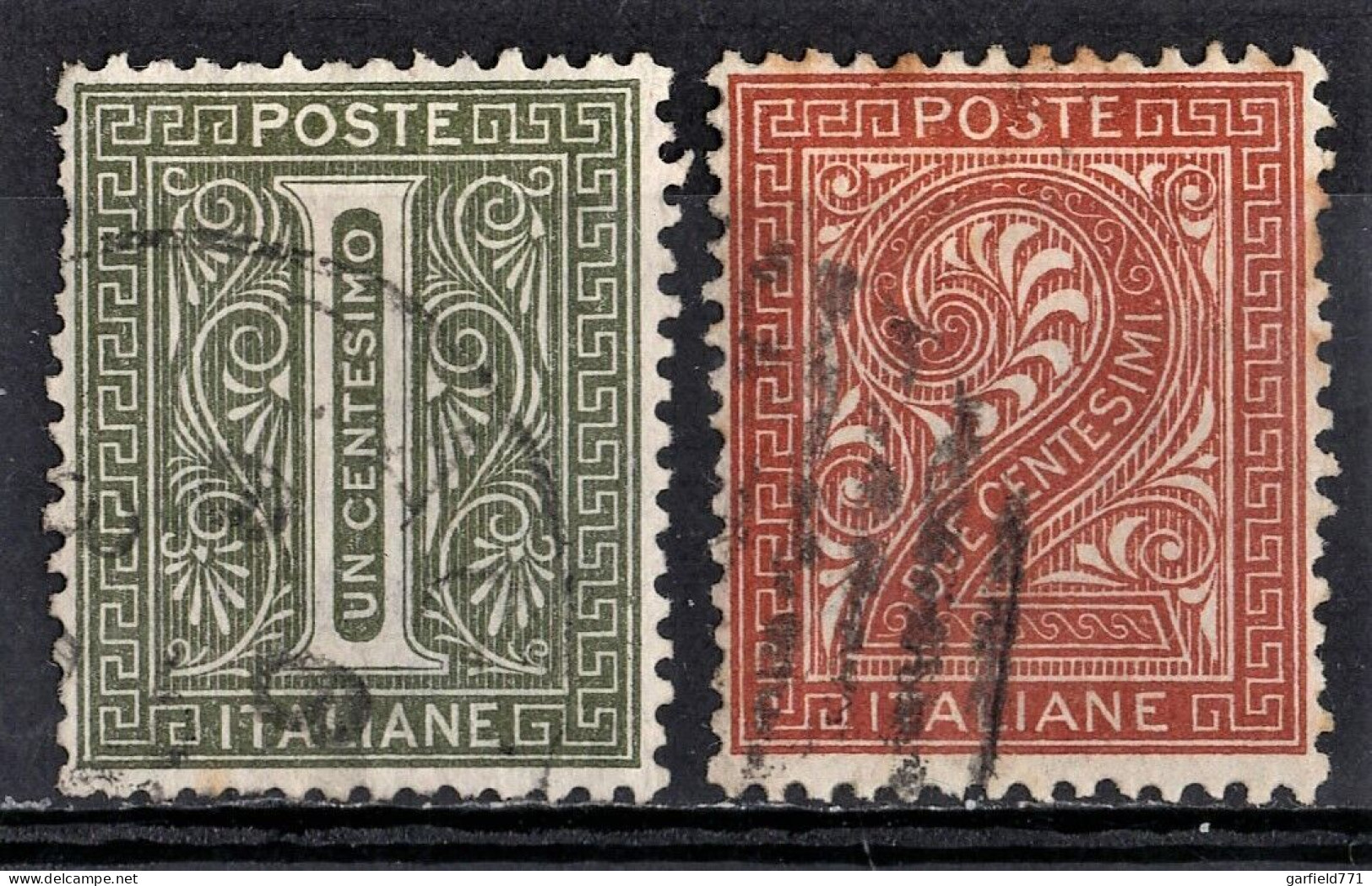 LOT ITALIE ITALIA 1c Gris-vert Et 2c Rouge Brique N° 14L / 24 25 13 Revenue Value Oblitéré - 1863 - Fiscali