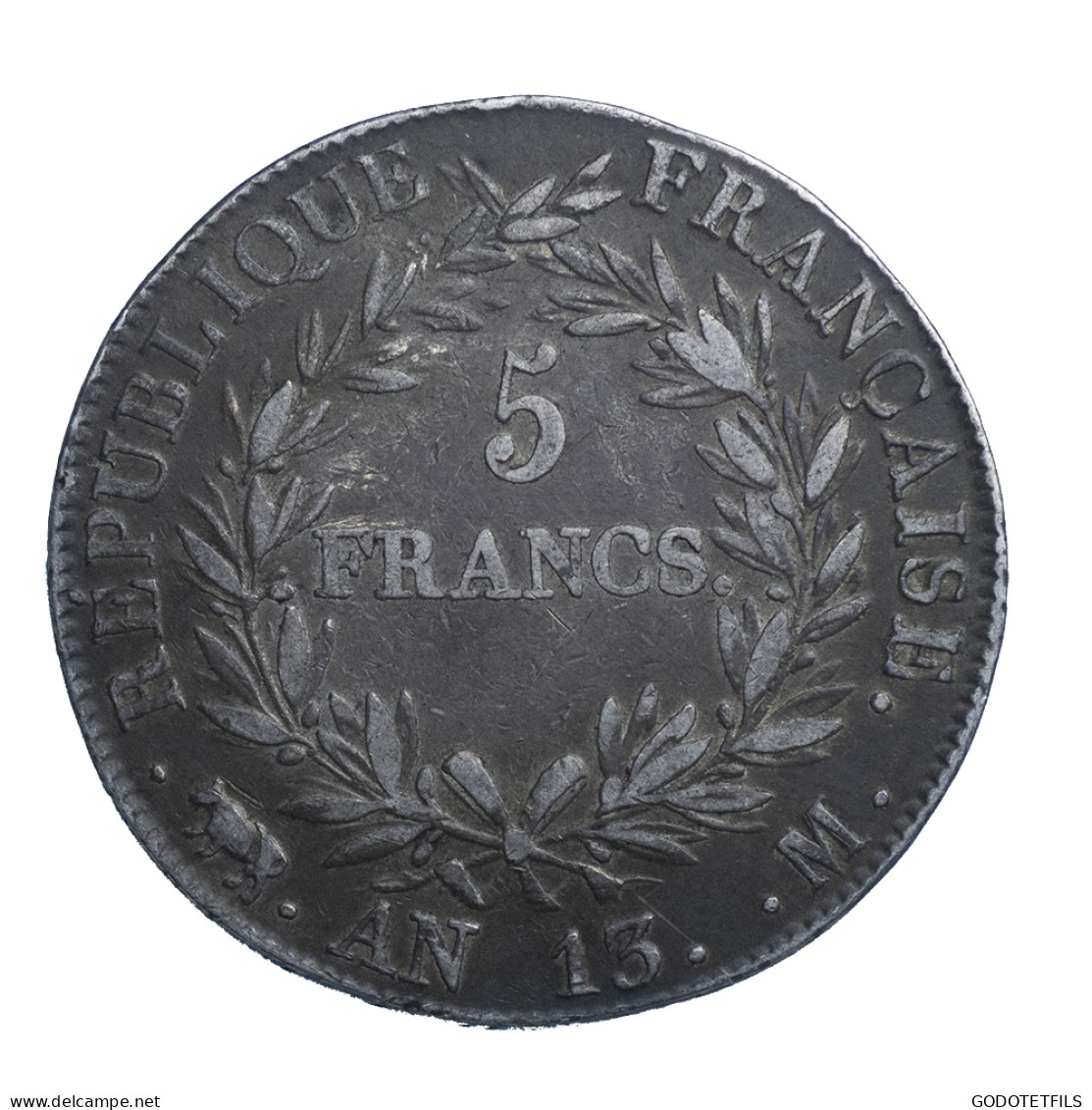 Premier Empire 5 Francs Napoléon Empereur Calendrier Révolutionnaire An 13 Toulouse - 5 Francs