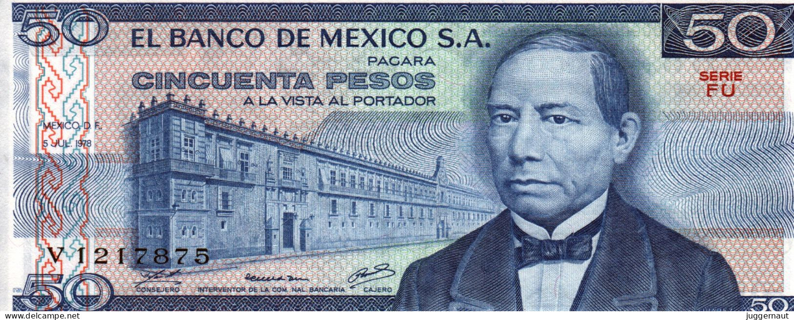 Mexico 50-PESOS Banknote 1978 Pick 67 UNC - Mexique