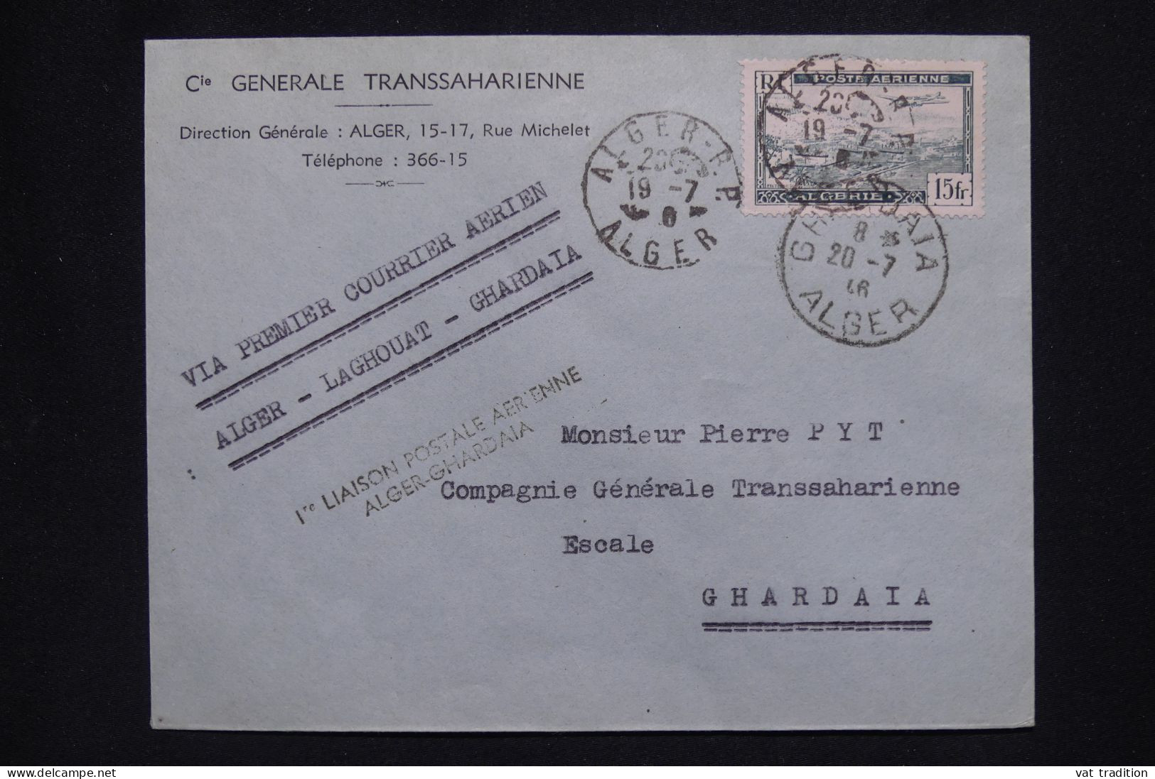 ALGERIE Française - Lettre Par Avion - Alger Ghardaia - 1946 - A 514 - Airmail