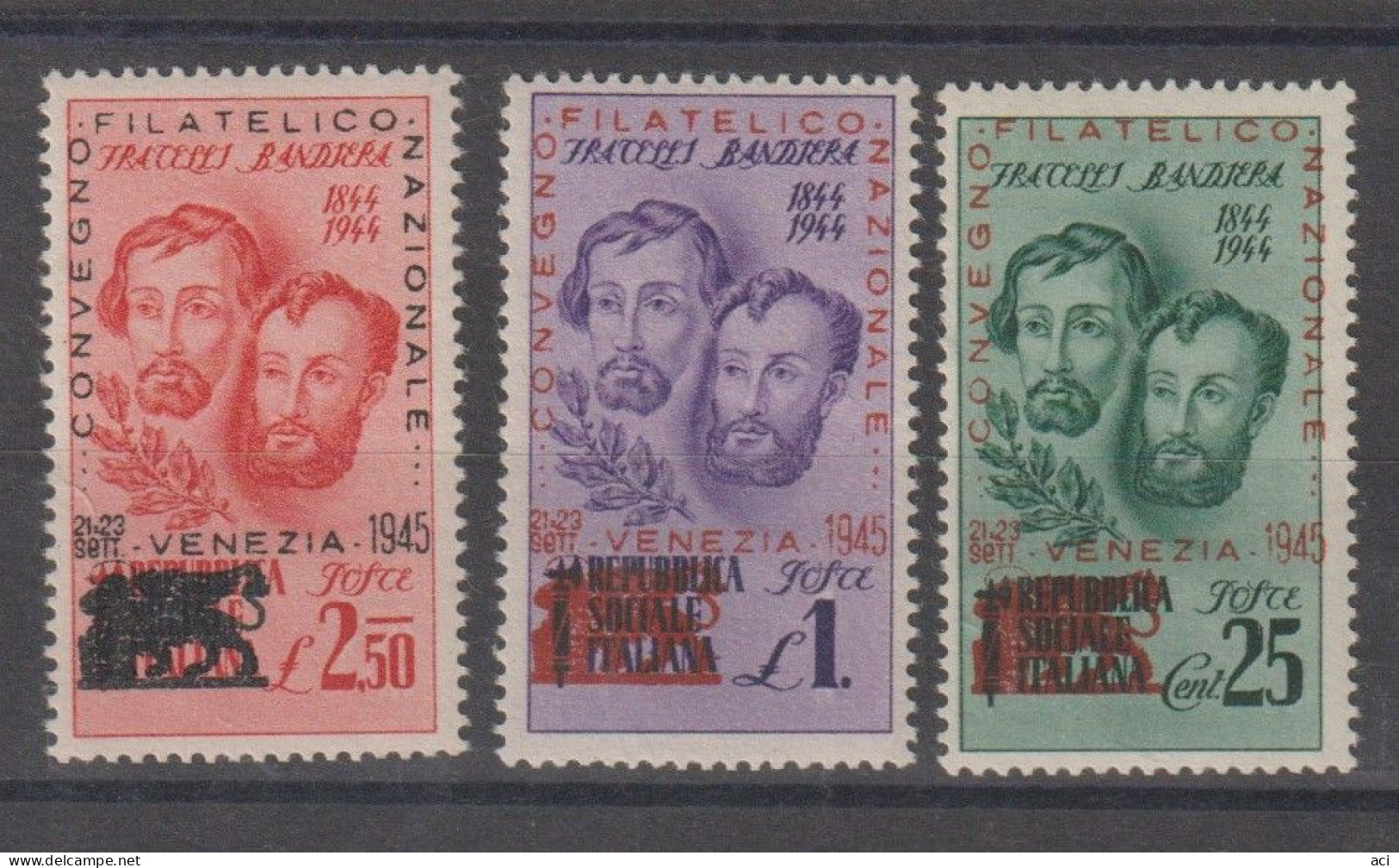 Italia Repubblica Sociale Italiana 1945 Fratelli Bandiera ,Congresso Filatelico Di Venezia,Nuovi, - Emissions Locales/autonomes