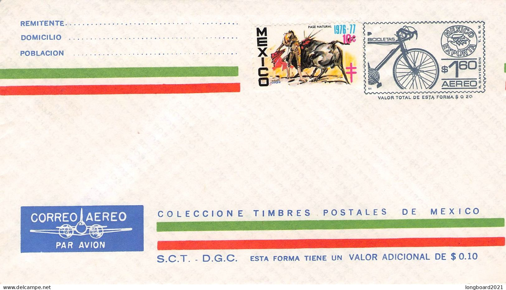 MEXICO - AIR MAIL $1,60 BICICLITAS Unc / *166 - México