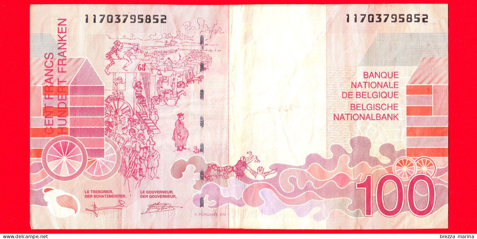 BELGIO - Usato - Banconota - 1995 - Banque Nationale De Belgique - James Ensor -Teatro- Maschere - 100 Francs - 100 Francs