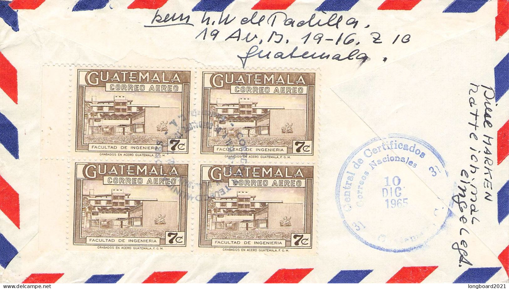 GUATEMALA - REGISTERED AIR MAIL 1965 - HAMBURG/DE / *172 - Guatemala
