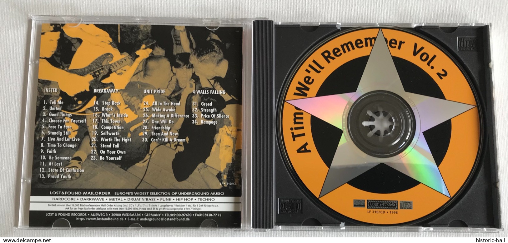 A TIME WE’LL REMEMBER - 2 - CD - 1998 - INSTED / UNIT PRIDE - BREAKAWAY - FOUR WALLS FALLING - Punk