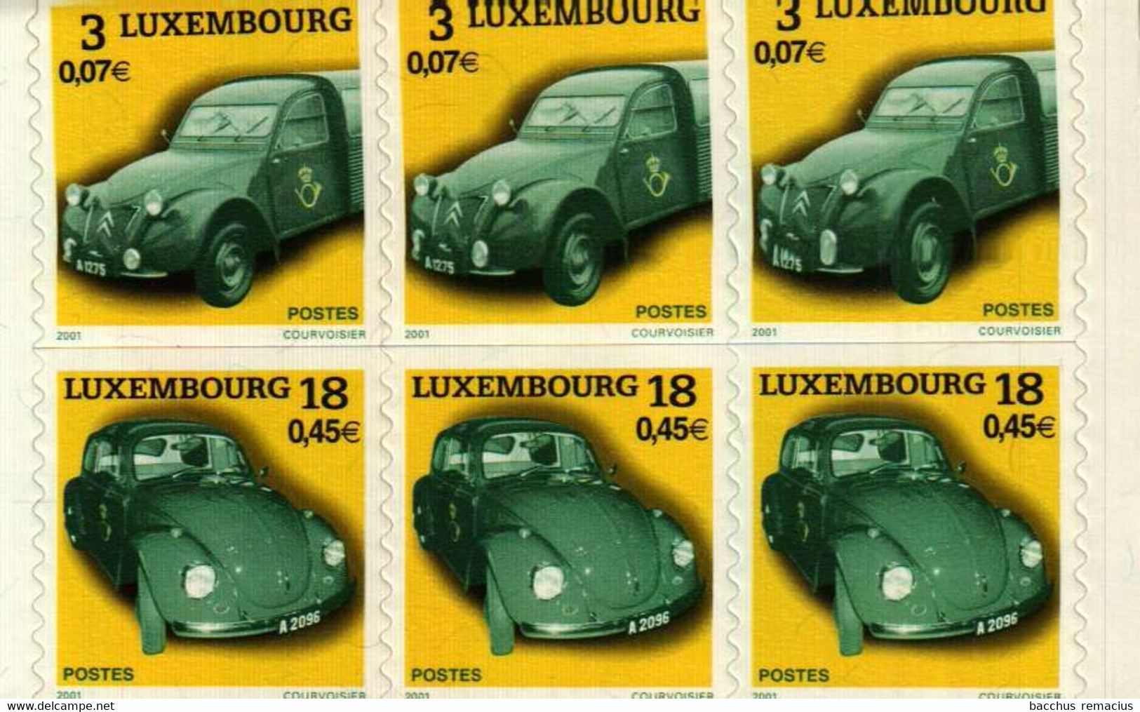 Luxembourg 1/2 Carnet De Timbres-Poste Autocollants (3x0,07+ 3x0,45 Euro) Voitures De Service D'antan Volkswagen 2001 - Markenheftchen