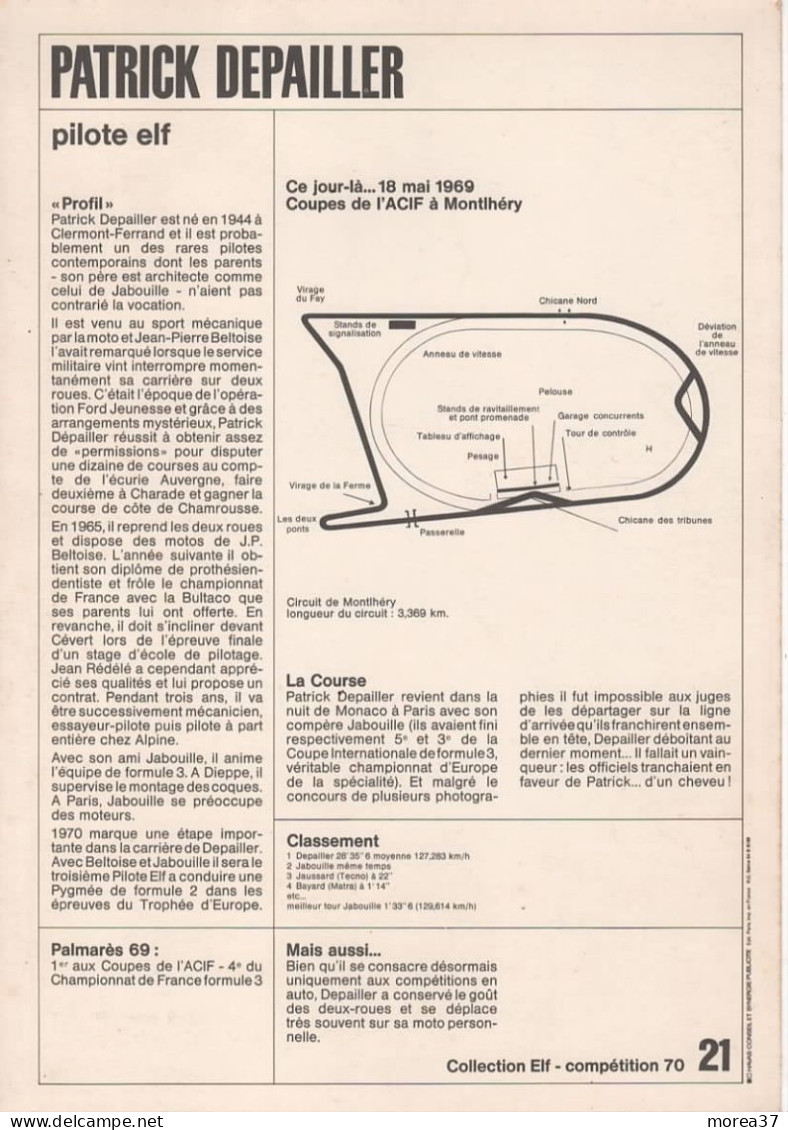 PATRICK DEPAILLER  Pilote ELF  Offert Par Station Service ELF  N°21 - Automobile - F1