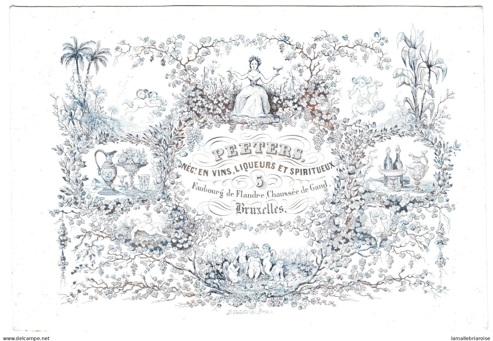 Carte Porcelaine, Porseleinkaart, Peters Neg En Vins, Liqueurs, Bruxelles, Dim:183 X126mm - Porcelana