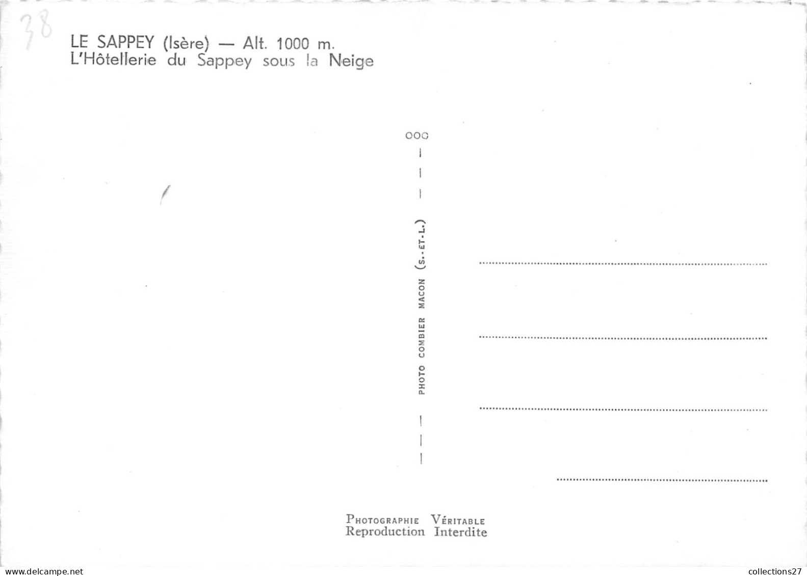 38-LE-SAPPEY- L'HÔTELLERIE DU SAPPEY SOUS LA NEIGE - Other & Unclassified