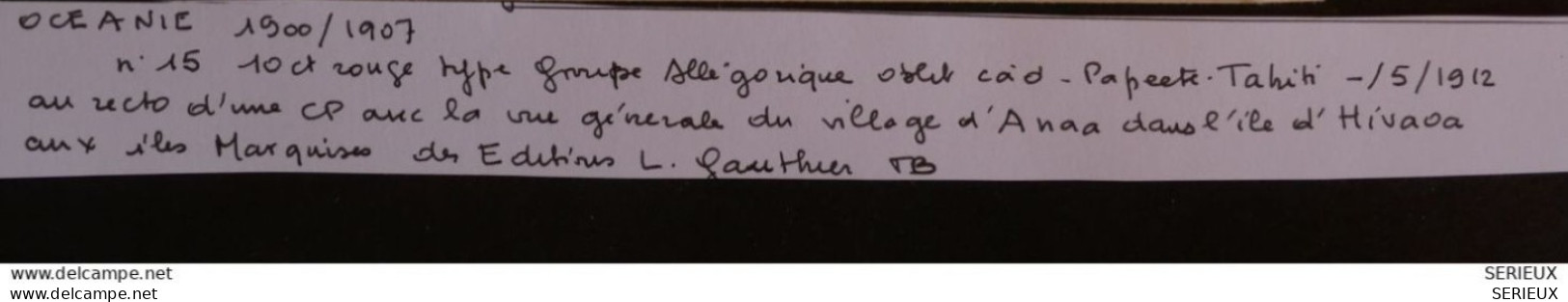 BU10 ET. D OCEANIE BELLE CARTE RR 1913 ILES MARQUISES  A PARIS FRANCE +VILLAGE D AANA+ + AFF. PLAISANT+++ - Briefe U. Dokumente