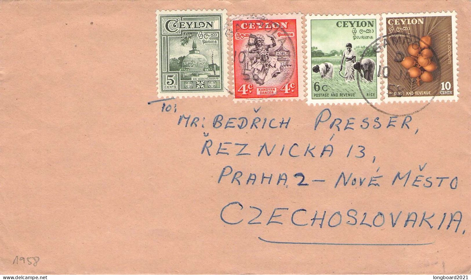 CEYLON - LETTER 1958 GAMPOLA - PRAHA/CZ  / *178 - Sri Lanka (Ceylon) (1948-...)