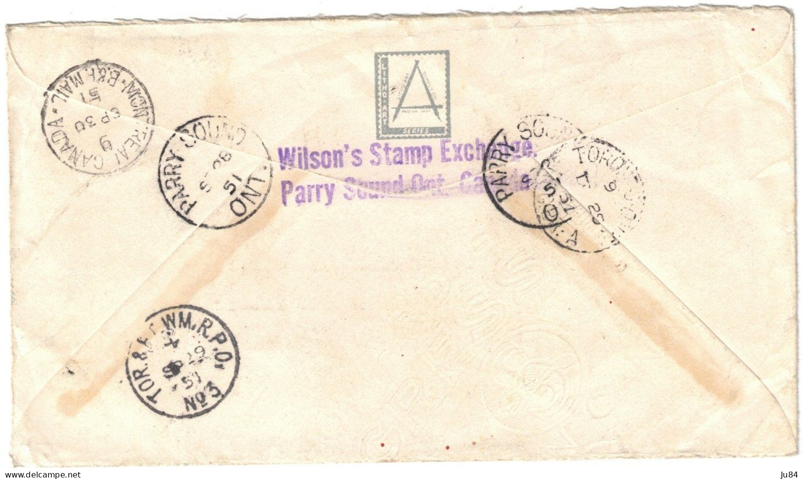 Canada - Ontario - Parry Sound - Wilson's Stamp Exchange - Lettre Recommandée Provisoire Pour Freetown Sierra Leone 1951 - Lettres & Documents