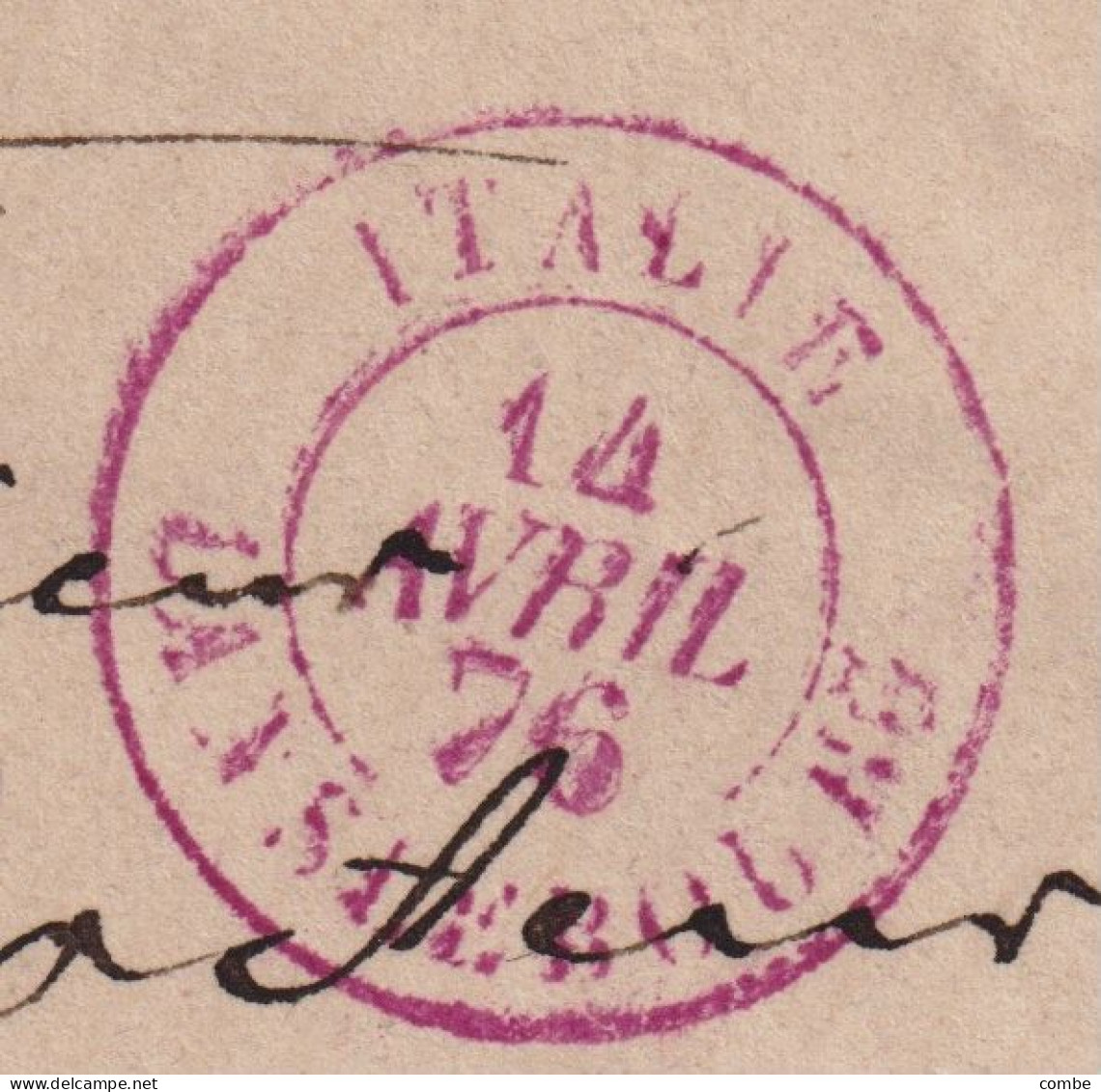 LETTRE. ITALIE. 8 AVR 1876. 234 ALESSANDRIA D'EGITTO. BANDE DE 3 10c. ITALIE LANSLEBOURG. POUR LYON VIA BRIBISI - Amtliche Ausgaben