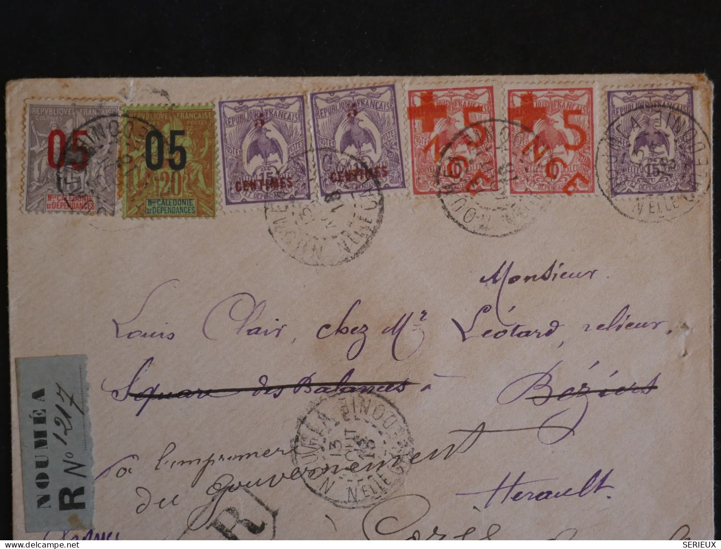 C NOUVELLE CALEDONIE BELLE LETTRE RRR REC AR SIGNEE CALVES 1918  NOUMEA A L ILE DE GOREE SENEGAL  + AFF. INTERESSANT+ - Cartas & Documentos