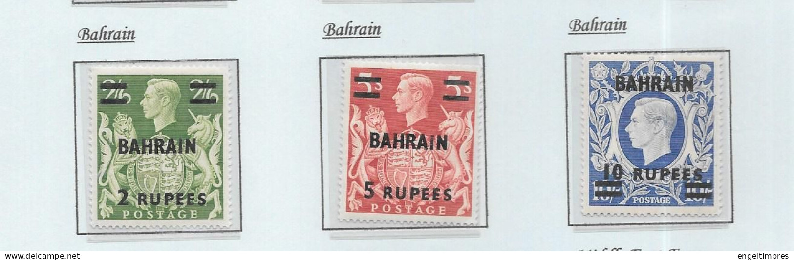 GB George Vl -   "ARMS"  BAHRAIN   -  High Values (3)  Light Hinging - See Scans - Neufs