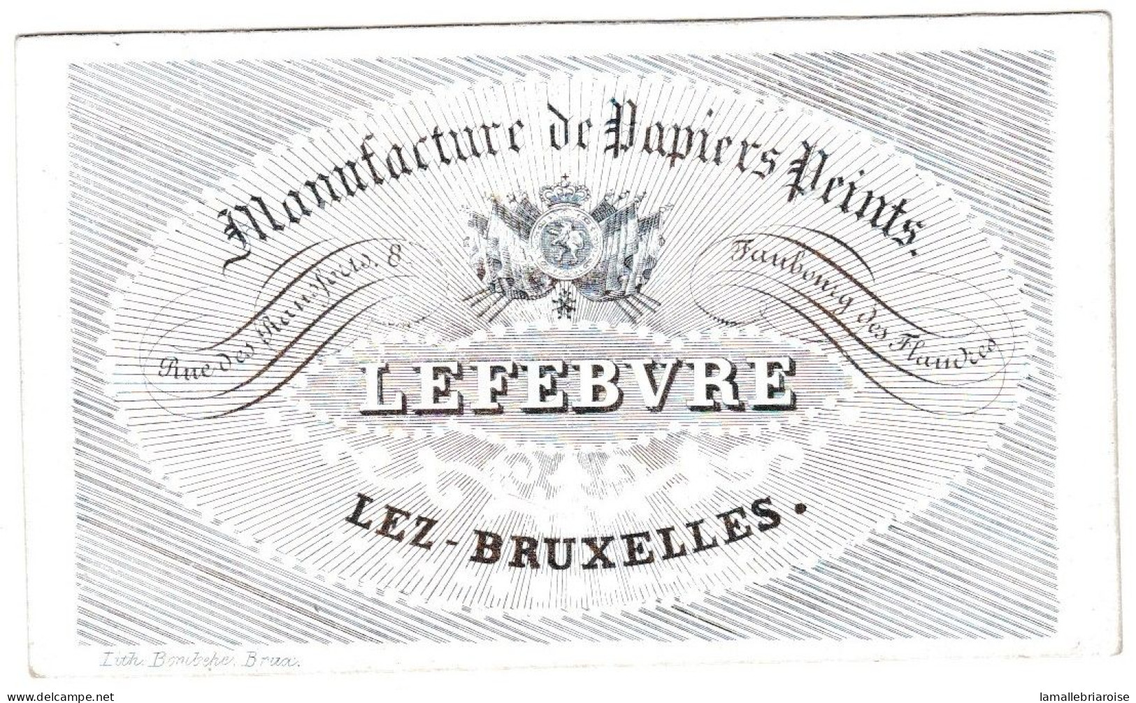 Belgique, Carte Porcelaine, Manufacture De Papiers Peints, Lefebvre, Lez-Bruxelles , Dim:90 X53mm - Cartoline Porcellana