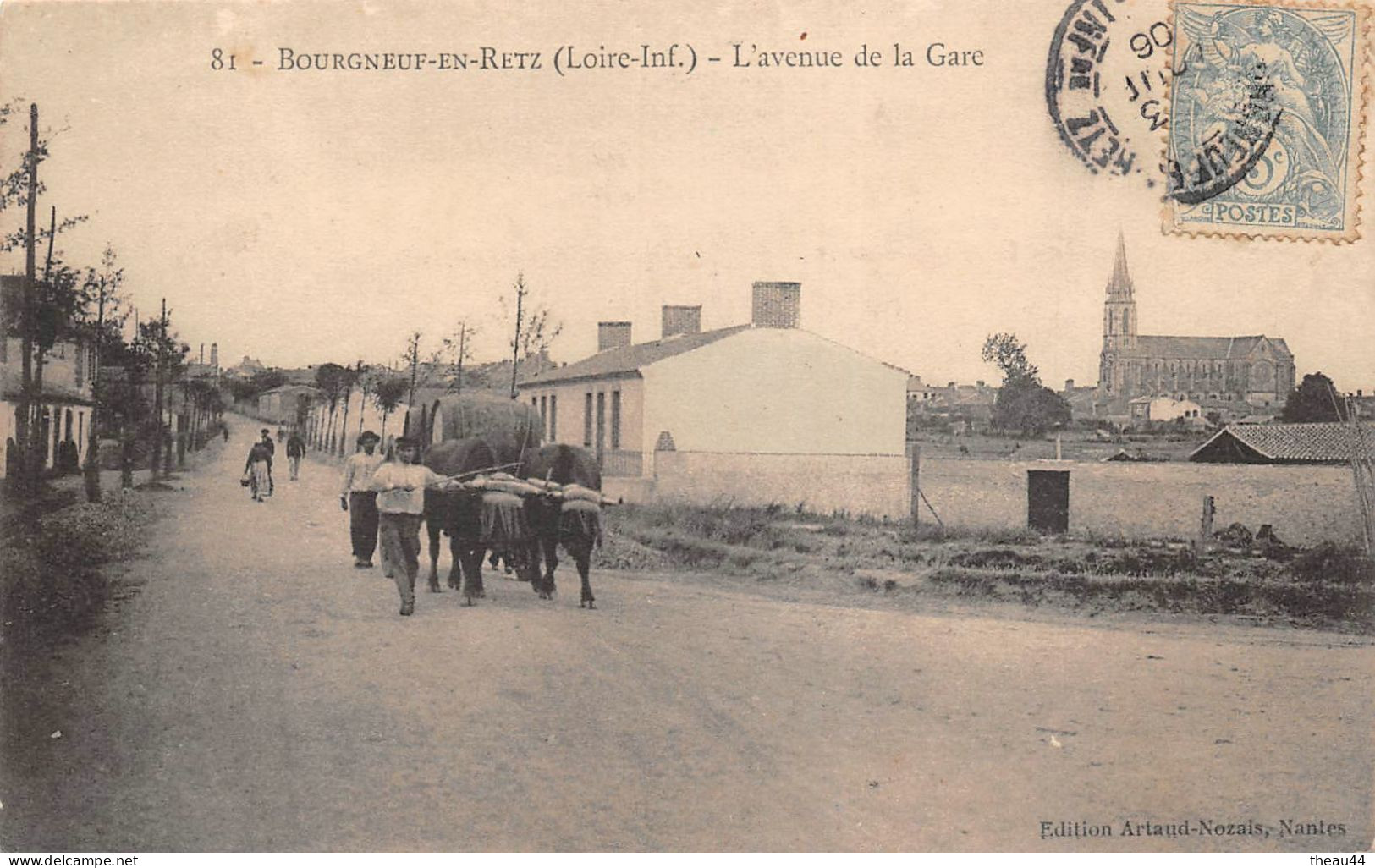 ¤¤  -   BOURGNEUF-en-RETZ    -   L'Avenue De La Gare   -  Attelage De Boeufs   -    ¤¤ - Bourgneuf-en-Retz