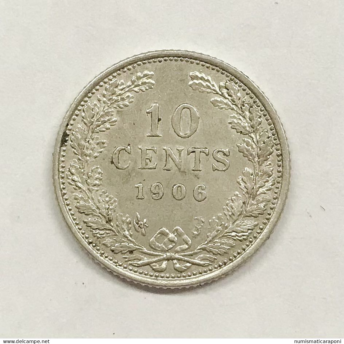 Olanda Netherlands, Wilhelmina I 10 Cents 1906 Spl Xf  E.854 - 10 Cent