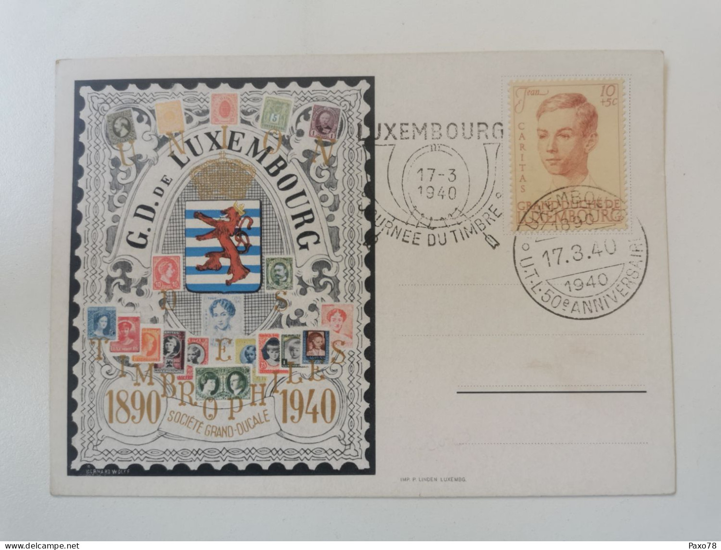 50e Anniversaire Timbrophiles Luxembourg 1940 - In Gedenken An