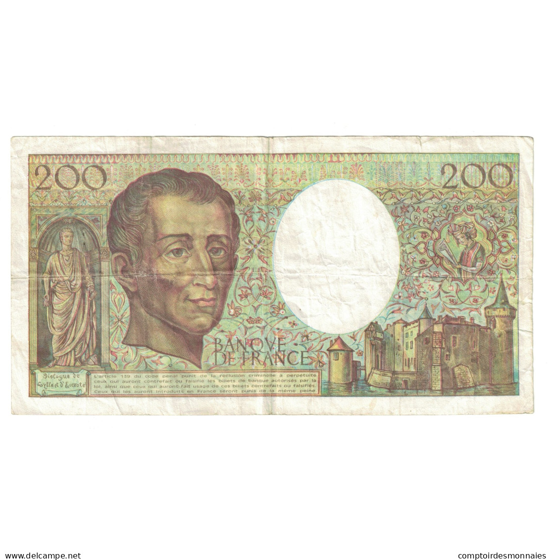 France, 200 Francs, Montesquieu, 1990, N.113379717, TB, Fayette:70.10c, KM:155d - 200 F 1981-1994 ''Montesquieu''