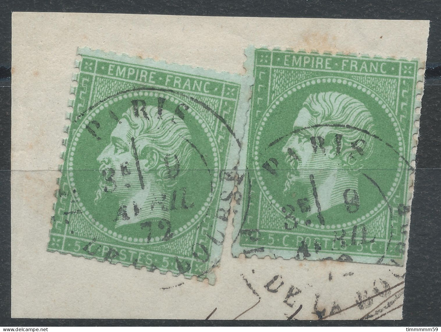 Lot N°2755 Deux N°35 Sur Fragment, Oblit Cachet à Date De PARIS, Place De La Bourse Du 8 Avril 1872, Coté + De 500 Euros - 1862 Napoléon III