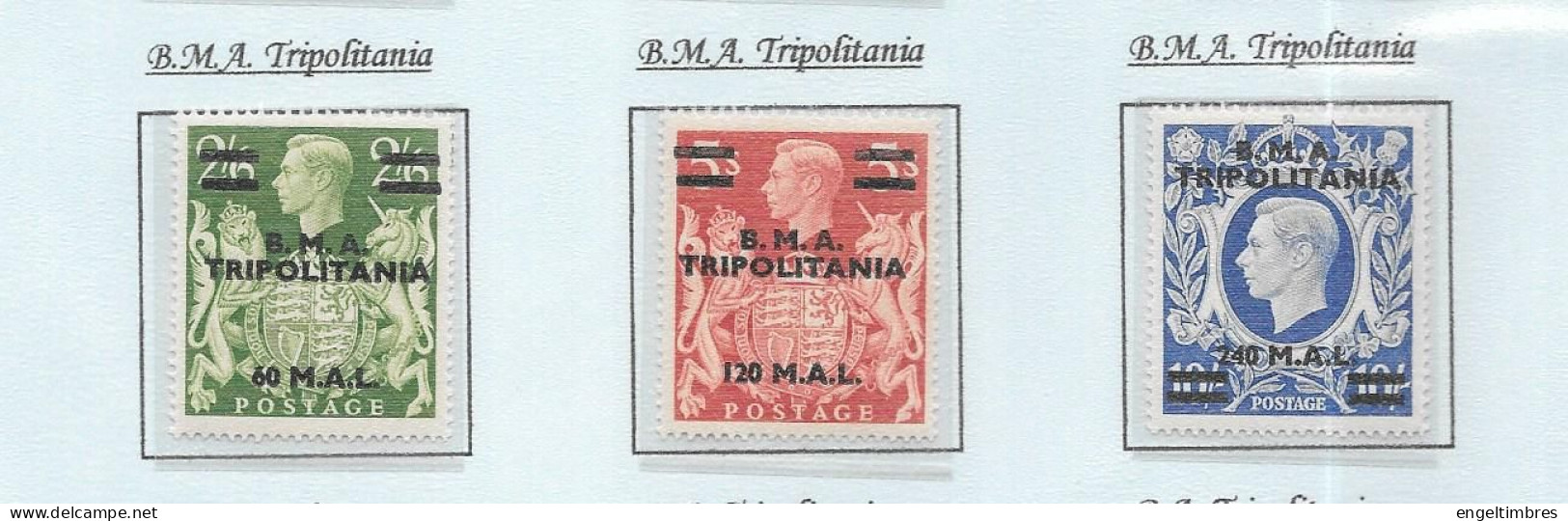 GB George Vl -   "ARMS"  BMA TRIPOLITANIA -  High Values (3)    MH See Scans - Unused Stamps