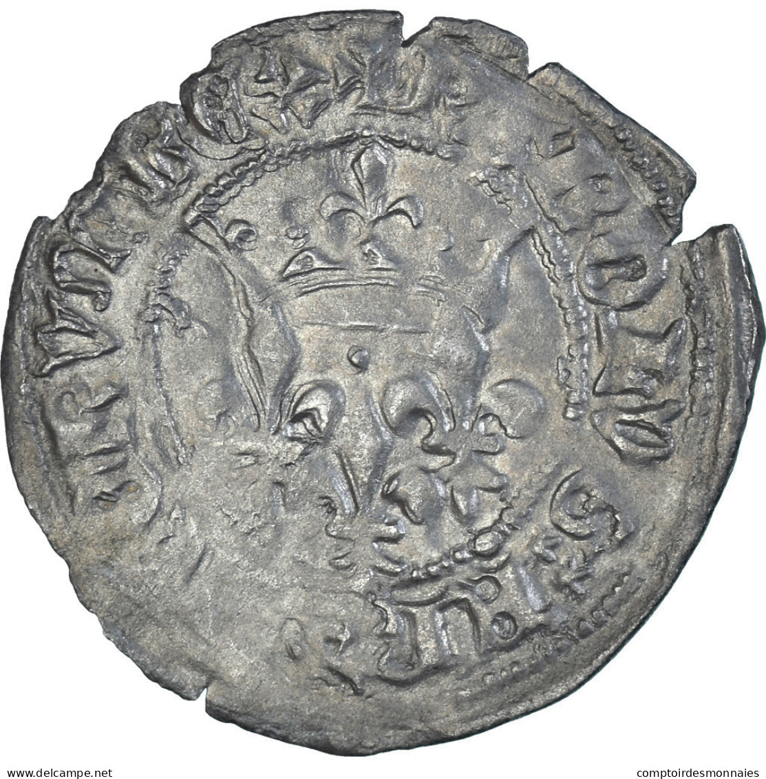 Monnaie, France, Charles VII, Blanc Dit Florette, 1422-1461, Poitiers, TTB - 1422-1461 Carlos VII El Victorioso