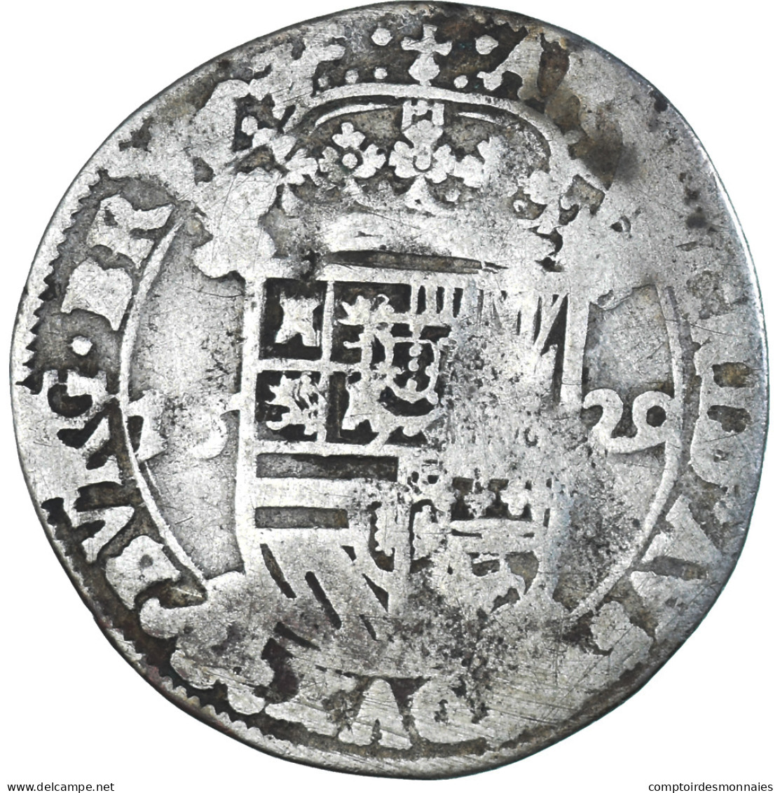 Monnaie, Pays-Bas Espagnols, Philippe IV, Escalin, 1629, Anvers, TB, Argent - Andere & Zonder Classificatie