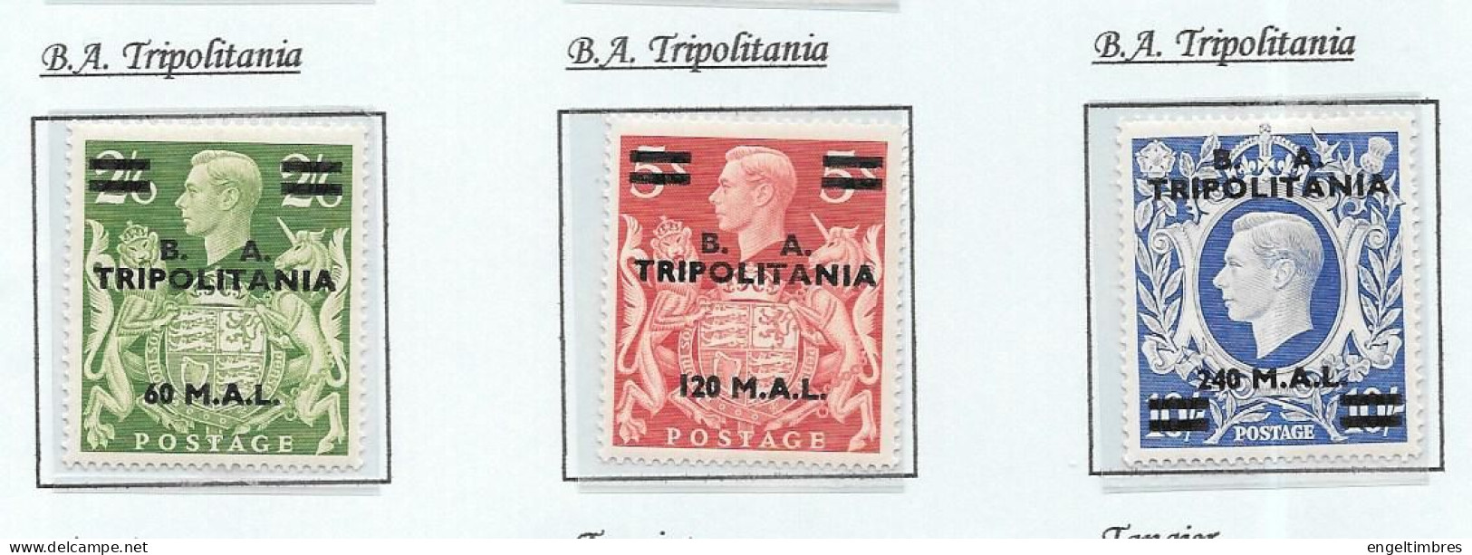 GB George Vl -   "ARMS"  B. A; TRIPOLITANIA -  High Values (3)    MH See Scans - Neufs