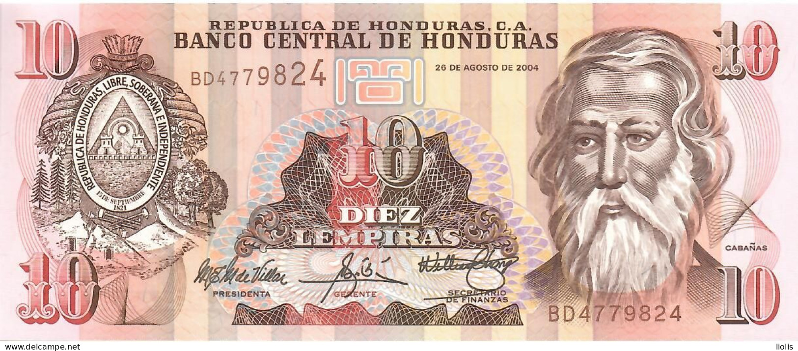 Honduras P-86c  10 Lempiras  2004  UNC - Honduras