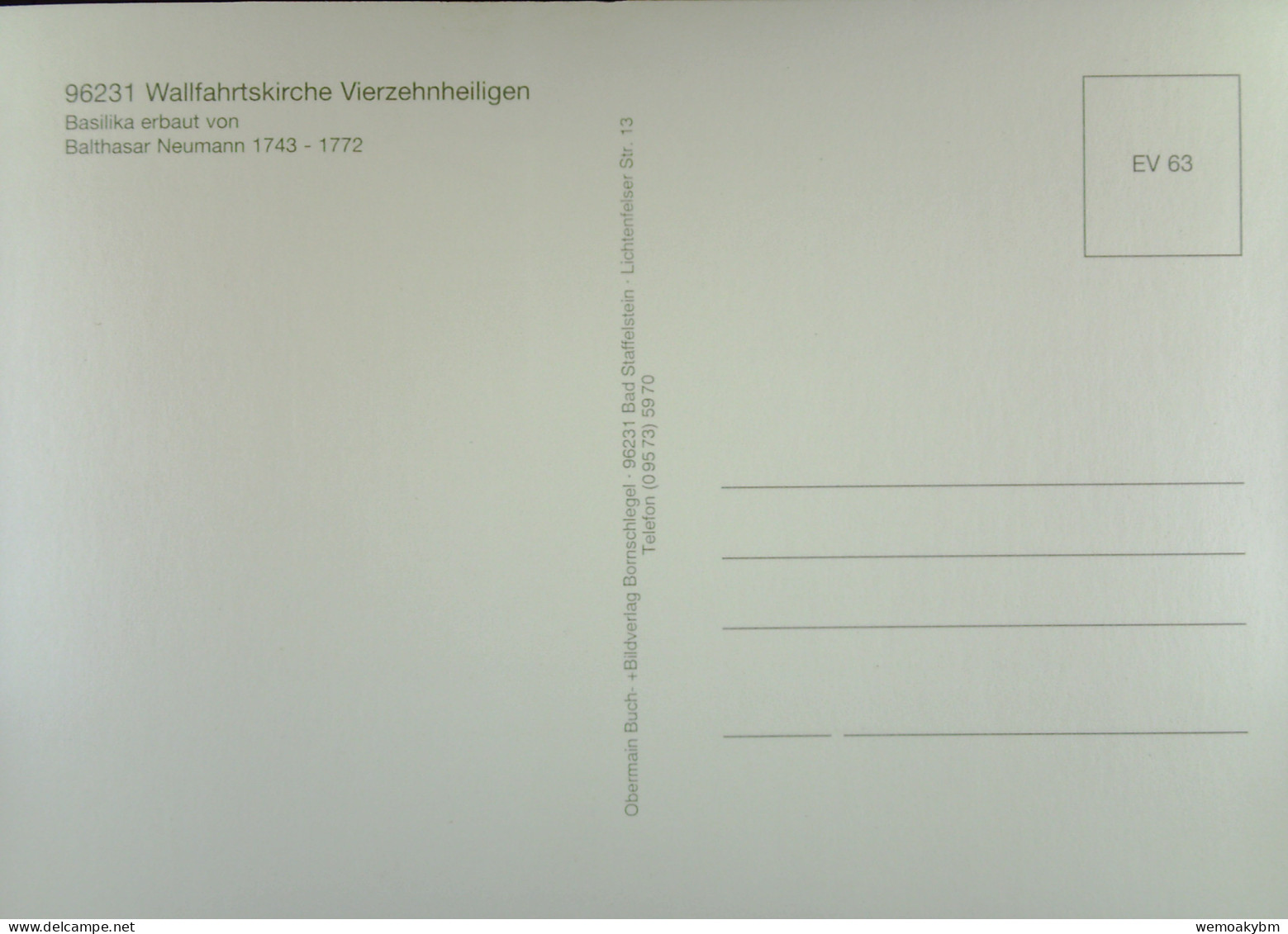 BRD: AK Von Der Basilika Vierzehnheiligeen (Innenansicht Und 14 Heiligen) Um 1970  - Lichtenfels