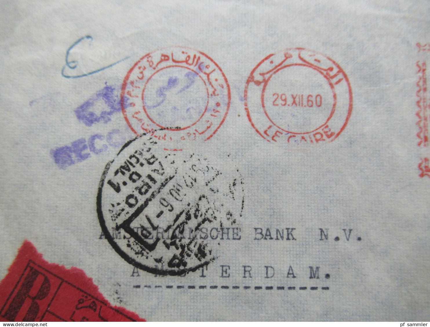 Ägypten 1950er Jahre Belegeposten 41 Belege / teils Einschreiben / Reko / viele Stempel / AFS Freistempel nach Holland