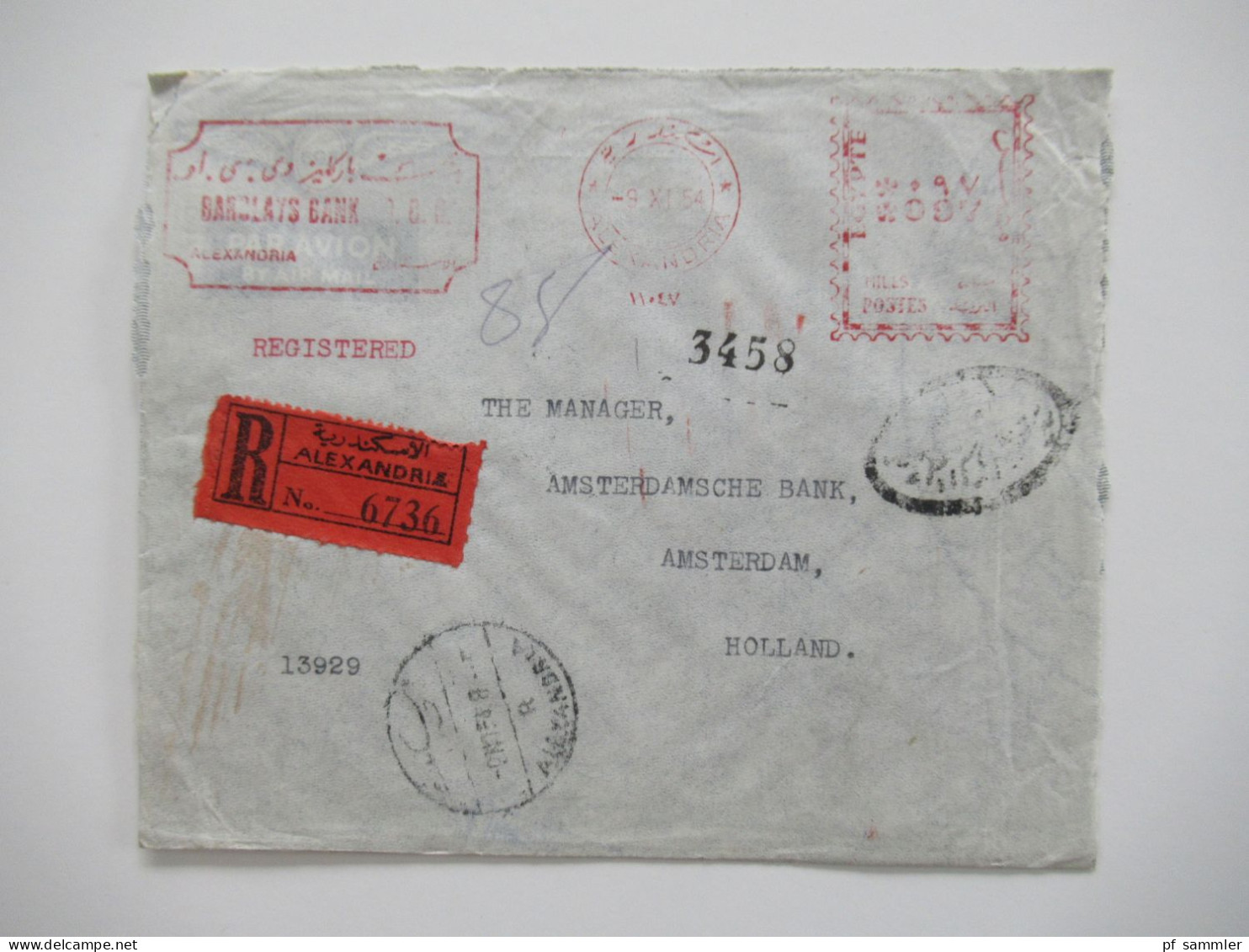 Ägypten 1950er Jahre Belegeposten 41 Belege / teils Einschreiben / Reko / viele Stempel / AFS Freistempel nach Holland