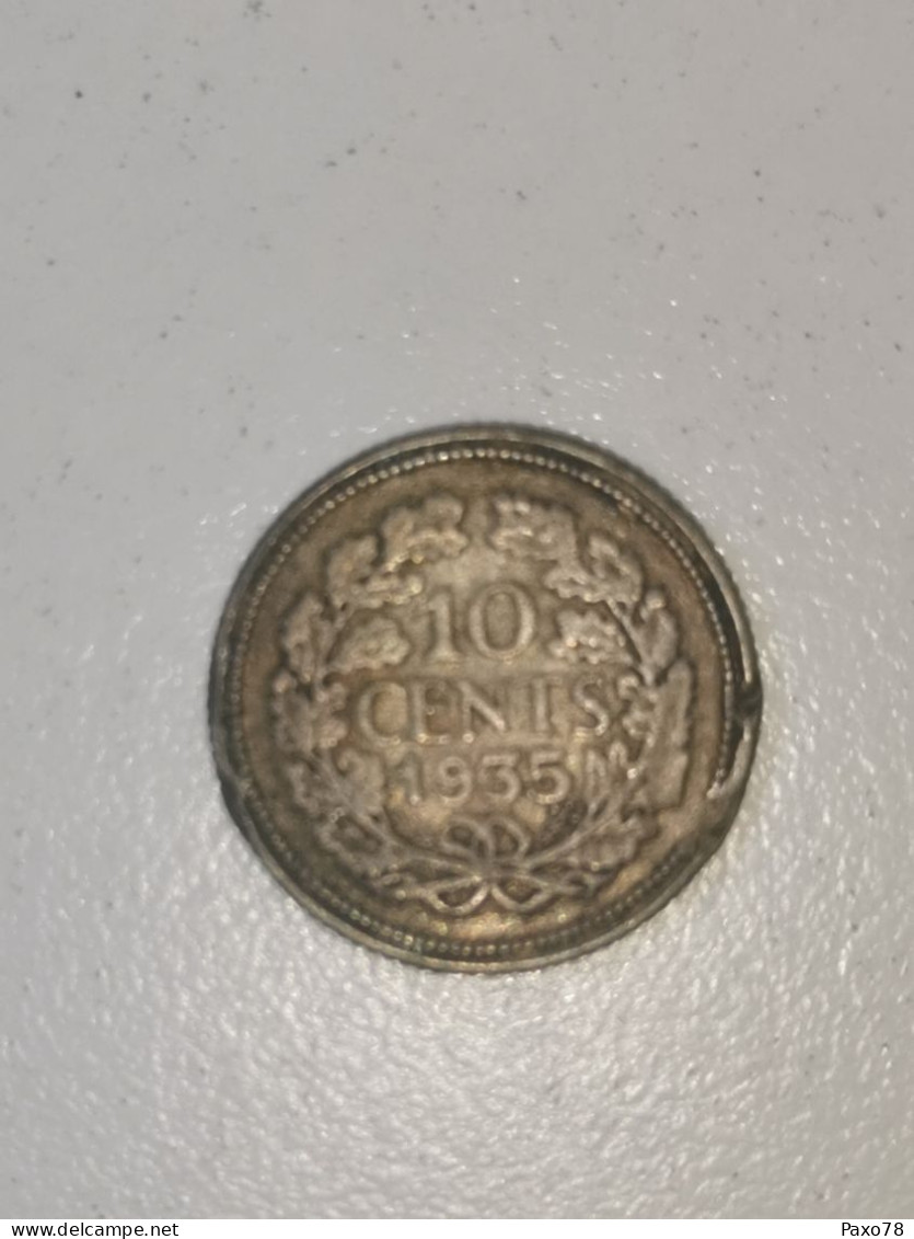 Pays-Bas, 10 Cents 1935 Wilhelmina - 10 Centavos
