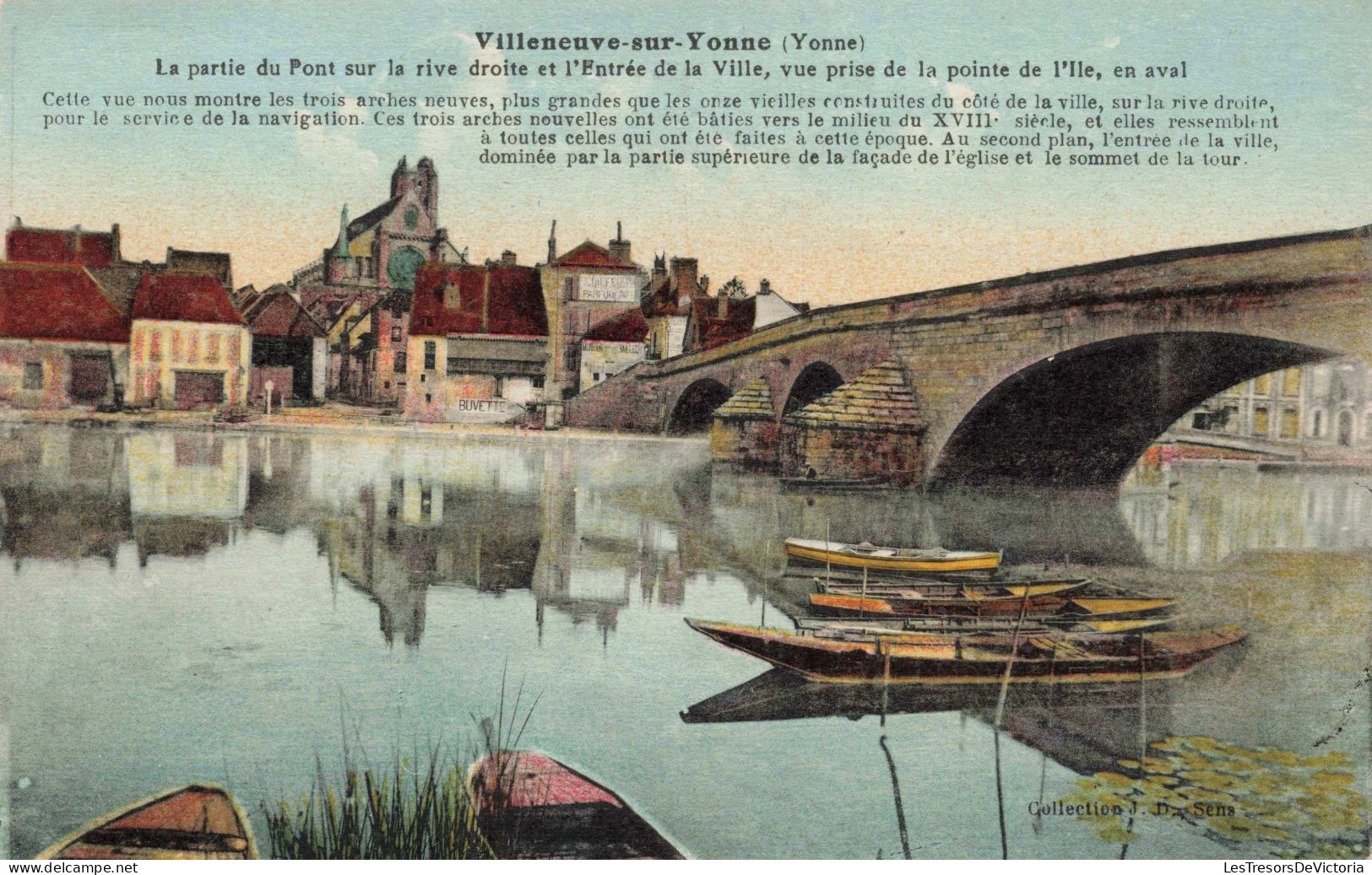 France - Villeneuve Sur Yonne - Pont Et Entrée De La Ville - Sens - Colorisé - Carte Postale Ancienne - Villeneuve-sur-Yonne