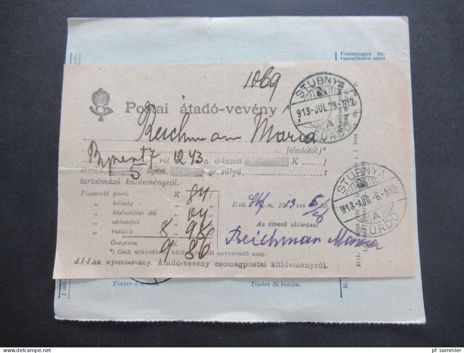 Ungarn 1913 4x Paketkarte Ab Budapest Nach Stubnya Fürdo Mit Vielen Stempeln Und Vermerken!! - Cartas & Documentos