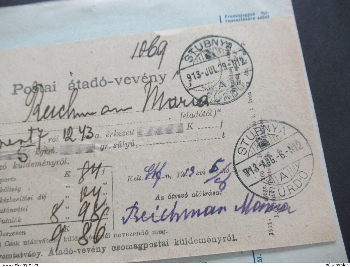 Ungarn 1913 4x Paketkarte ab Budapest nach Stubnya Fürdo mit vielen Stempeln und Vermerken!!