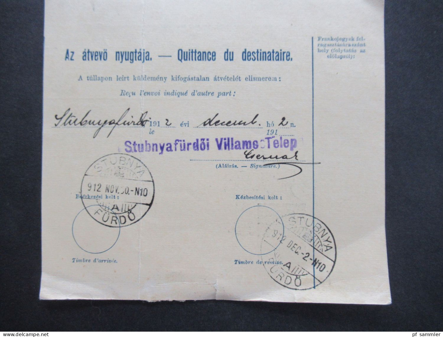 Ungarn 1913 4x Paketkarte ab Budapest nach Stubnya Fürdo mit vielen Stempeln und Vermerken!!