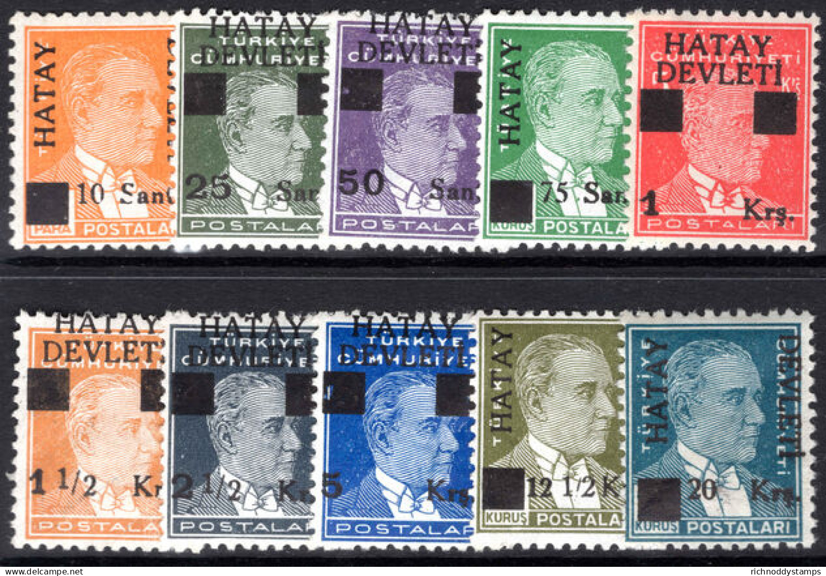 Hatay 1939 Set (less 1k On 4k Deep Slate0 Lightly Mounted Mint. - 1934-39 Sandjak Alexandrette & Hatay